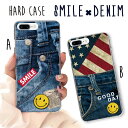 iPhone15 ケース 15Pro Max Plus iPhone14 Pro max SE3 iPhone13 iPhone12 12pro XR iPhone 8/7 Plus ハード スマホケース メンズ ニコちゃん デニム 星条旗 smile denim Stars and Stripes 可愛い ヴィンテージ