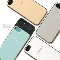 名入れできる iPhoneSE 第2世代 SE2 iPhone11 Pro Max iPhoneXs XR iPhone8 7 plus 6/6s GalaxyS9 ケース ICカード 背面 スライド収納 耐衝撃 おしゃれ かわいい スマホケース スモークカラー 可愛い イニシャル メッセージを自由にカスタマイズ！