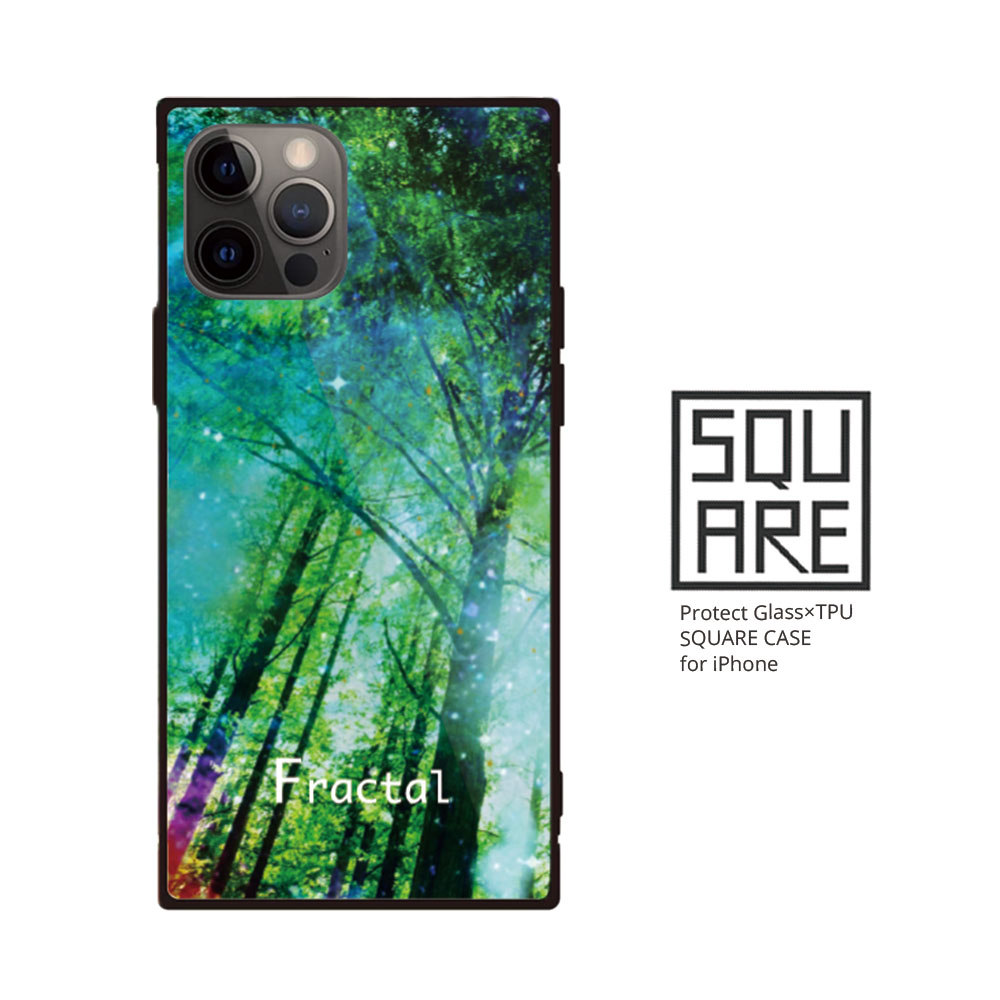 iPhone16 16e iPhone16 Pro max 16Plus 背面 ガラス ケース iPhone15 Pro iPhone14 13 SE3 第3世代 iPhone 12pro 強化ガラス スマホ ケース 森 星 Fractal 宇宙 自然フラクタル 銀河 かっこいい 綺麗