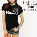 Tシャツ レディース メンズ クルーネック 丸首 綿 半袖 カットソー おしゃれ かっこいい タイガー Roar アニマル とら クール(4)
