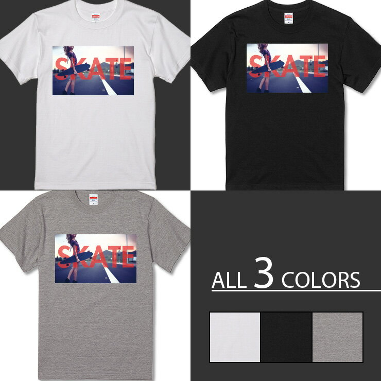Tシャツ レディース メンズ クルーネック 丸首 綿 半袖 カットソー おしゃれ SKATE スケート スケーター ガール かっこいい セクシー
