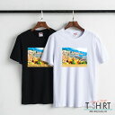 Tシャツ レディース メンズ クルーネック 丸首 綿 半袖 カットソー ロゴ プリント 大人かわいい オシャレ ペア カップル おそろ リンクコーデ おしゃれ 写真 ミニチュア風 街 風景 Manaco Monte Carlo モナコ モンテカルロ(4)