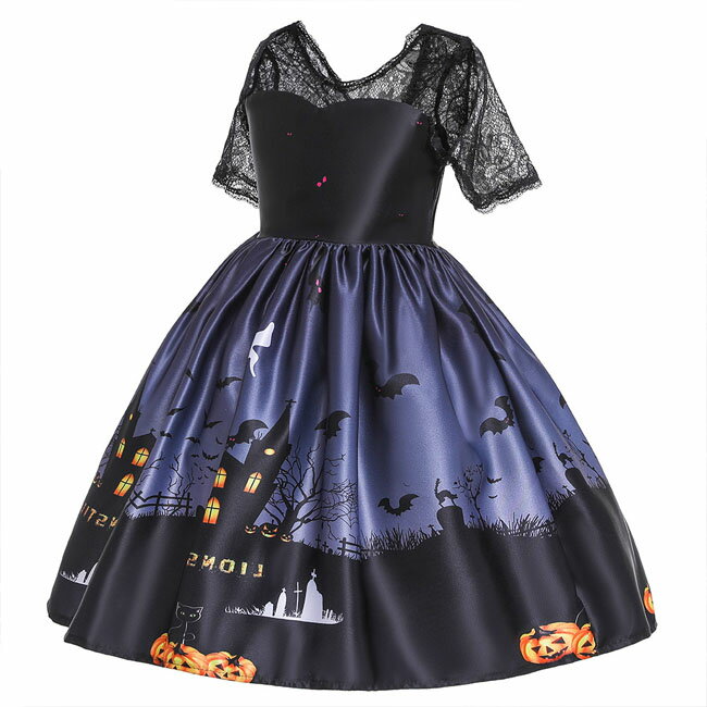 【期間セール】【2点セット 】ハロウィン 衣装 子供 子供ドレス ハロウィン コスプレ 可愛い コスチューム ワンピース コスプレ衣装 ドレス 120cm ハロウィン 女の子 カボチャ 魔女 100cm 110cm 130cm 140cm 150cm 送料無料
