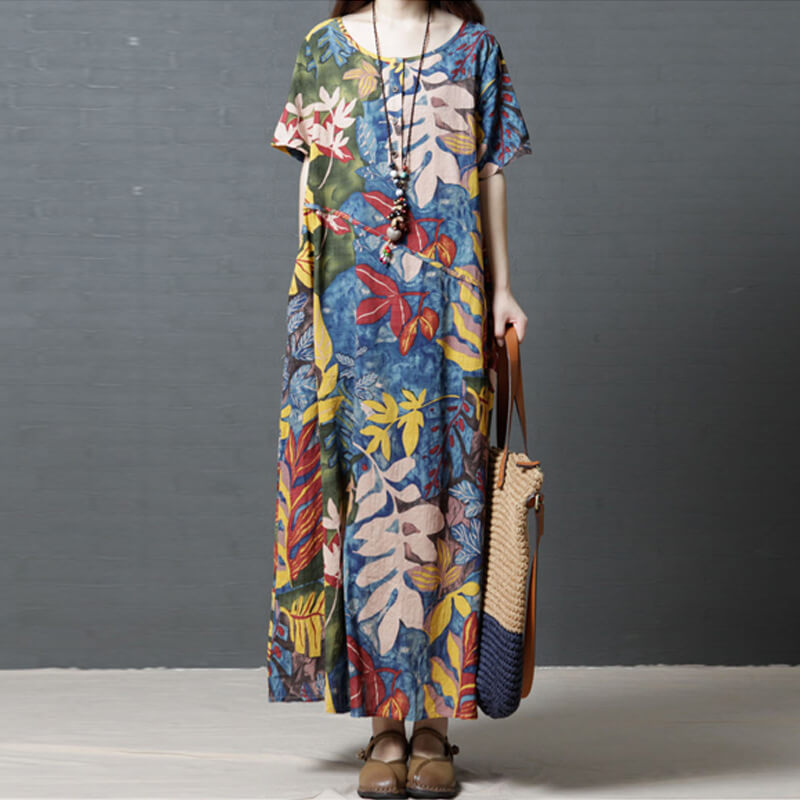 6000円以上500円off 円以上800円off 円以上10円off ワンピース 花柄 ロングワンピース リネンワンピース ロング マキシ丈 コットン リネン 綿麻 麻 日本全国 送料無料 リゾート レディース かわいい 大人 半袖 Aライン 春 フレア ナチュラル 森ガール