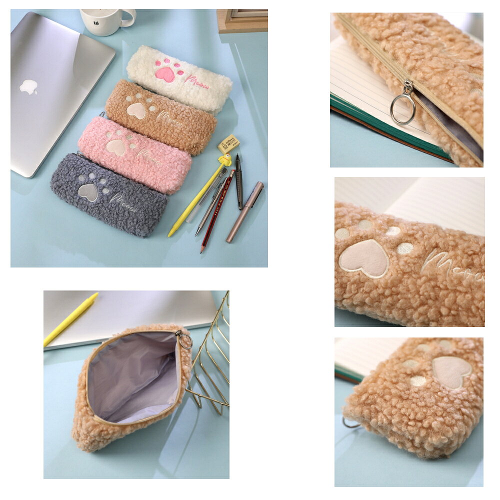 肉球 ペンケース もふもふ かわいい 筆箱 雑貨 女子 学生 もこもこ 化粧ポーチ 猫デザイン ペンポーチ 文房具 小物入れ おしゃれ ギフト nonebutair-10001007 None But Air サンプル画像2