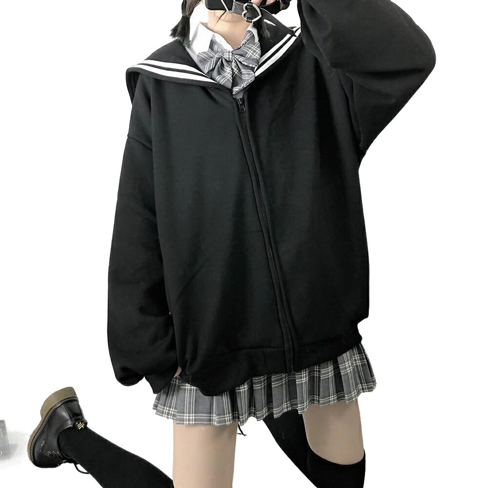 パーカー セーラー襟 セーラー 黒 ブラック 制服 学生服 フード