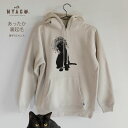 猫 パーカー レディース 猫柄パーカトップス トレーナー メンズ 暖かい 裏起毛 大きいサイズ ゆったり 秋 冬 ねこ イラスト ネコ 猫柄 猫雑貨 おしゃれ ペアルック プレゼント 【 インディアン クロネコ 黒猫 モノクロ キャメル -1015 】(4)