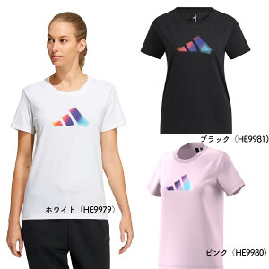 アディダス レディース ウエア UST ロゴ グラフィック 半袖Tシャツ テニスウェア テニス スポーツ スポーツウェア ヨガ 半袖 ティシャツ グラフィックティシャツ シンプル おしゃれ かわいい オシャレ グラデーション クールネック 白 ホワイト 黒 ブラック ピンク CZ648