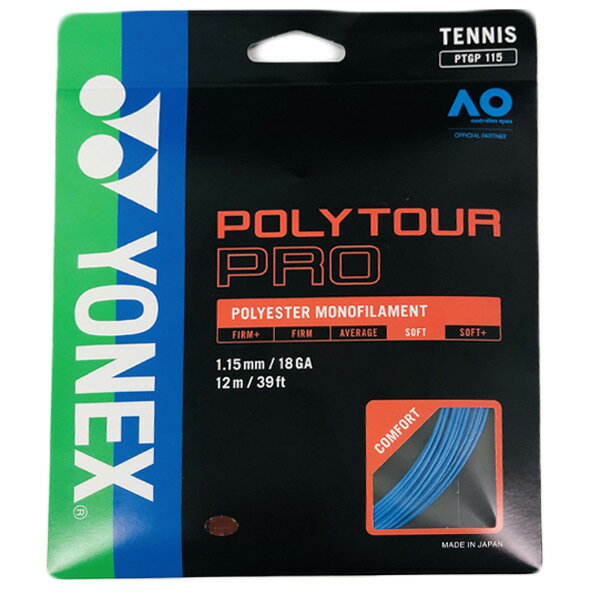 【全商品P5倍キャンペーン】YONEX ヨネックス 硬式テニスストリング ガット (単張)「POLY TOUR PRO ポ..