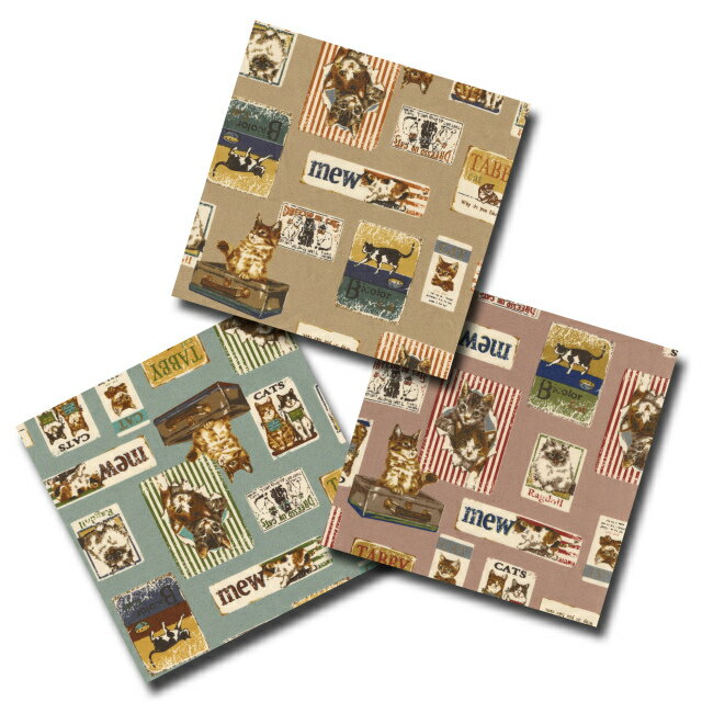 1m単位切り売り オックス プリント アメリカン調 猫柄 ポスター 3色あります