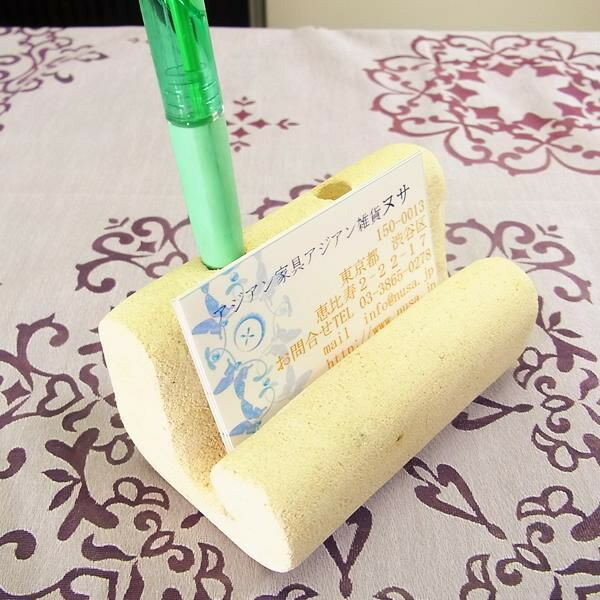 【スーパーセール】カードホルダー ペン立て アジアン雑貨 バリ雑貨 ストーンカービング 石彫り彫刻 写真立て ホルダー 店舗 ホテル 案内 名刺ホルダー くるり