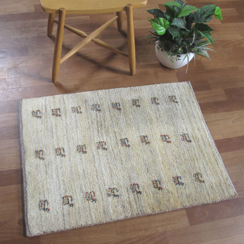 ギャッベ 玄関マット イラン産ギャベ（ゾランヴァリ） 86×63cm 天然ウール100% 草木染め 手織り ラグ (品番:ZSS-791)