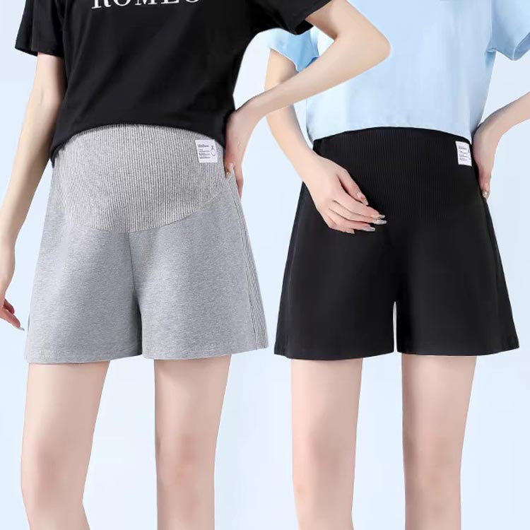 2枚入り（黒＋灰） 夏 ルームウェア レディース ハーフパンツ ルームウェア マタニティパンツ マタニティ マタニティウェア 薄手 部屋着 春 マタニティ ショーパン パジャマ 夏 アジャスター 短パン 無地 妊娠 妊婦 ショートパンツ