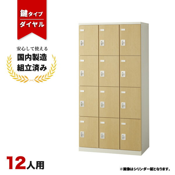 ロッカー 12人用 鍵付き ダイヤル錠 木目 おしゃれ 更衣室 オフィス 学校 スチールロッカー LK-042799N..