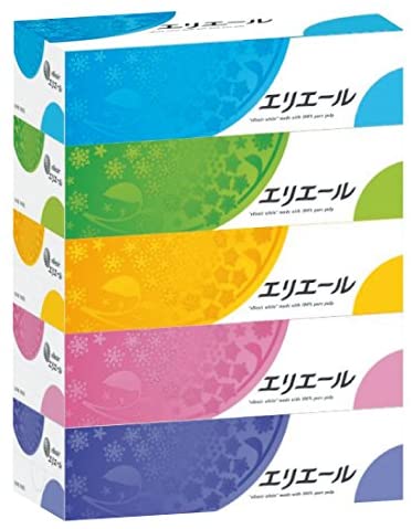 エリエール ティッシュ 180組×5箱 パルプ100%(3.0)