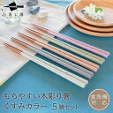 箸 食洗機対応 もちやすい 木彫り箸 くすみカラー 5膳セット / はし くすみ色 淡い お箸 若狭塗 5色 塗り箸 抗菌 日本製 国産 滑らない 滑り止め お...