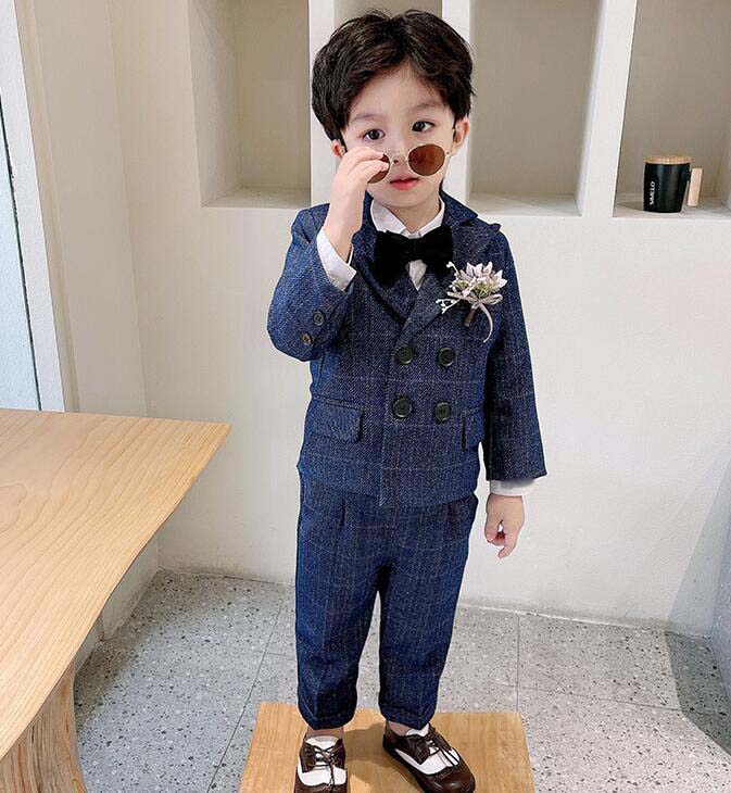 【送料無料】子供服 男の子スーツ 子ども キッズスーツ チェック柄 上下セット 2点...