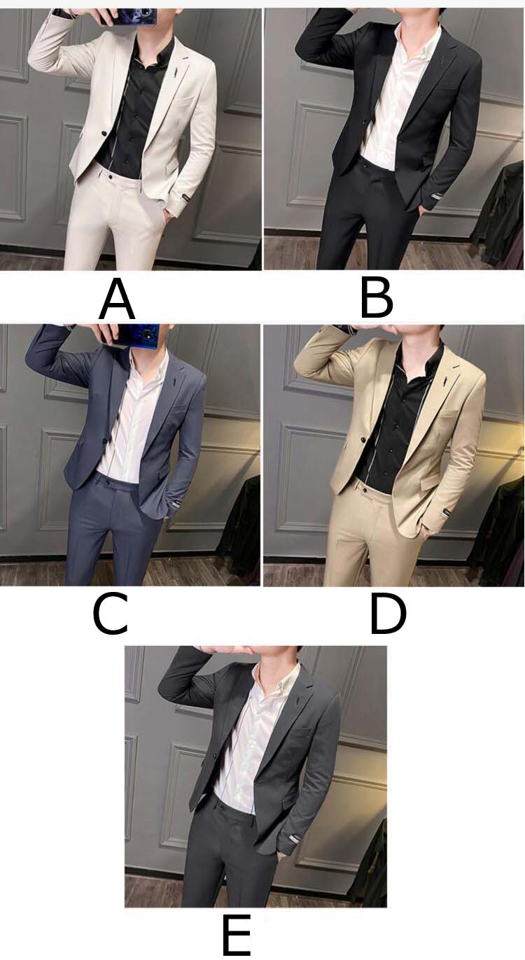 カジュアルスーツ 2点セット ジャケット+パンツ 紳士服 メンズスーツセット 韓国風 無地 フォーマルスーツ 男性 スーツ 上下セット ビジネススーツ セットアップ 細身スーツ スリムスーツ 通勤 二次会 披露宴 パーティー 冠婚葬祭 制服 人気ネット通販 成人式　振袖　レンタル
