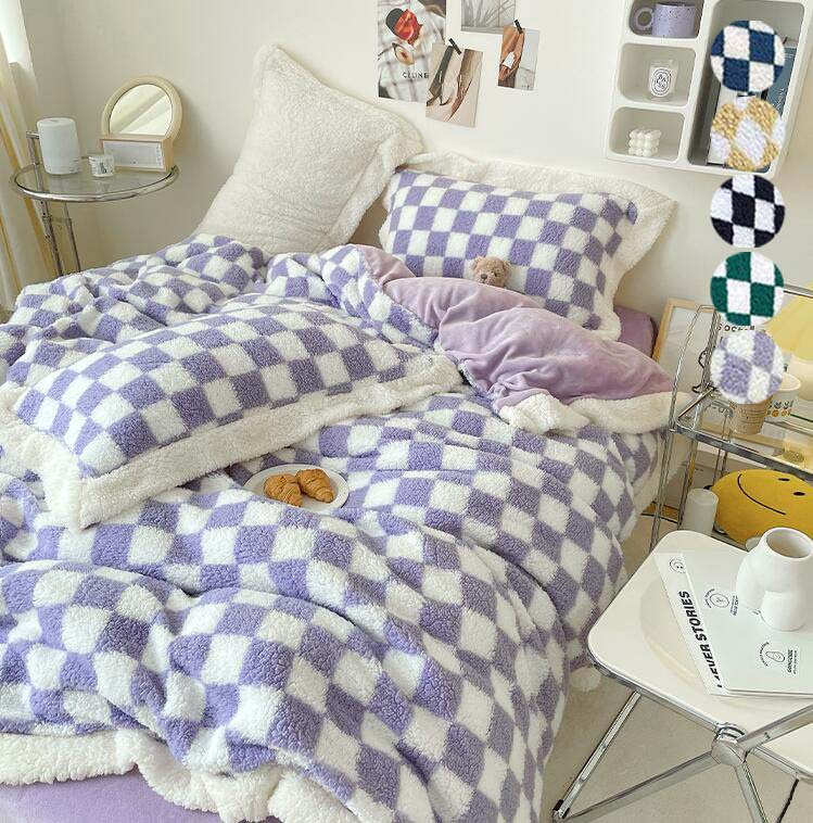 【送料無料】布団カバーセット 掛けふとんカバー 暖かい 冬用 寝具カバーセット 4点 可愛い 快眠 柔らか チェック柄 布団カバー キング フランネル ふわふわ 掛け布団カバー 220*240cm 敷布団カバー フラットシーツ 枕カバー ベッドカバー もこもこ 防寒 布団用 おしゃれ