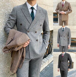 ビジネススーツ メンズ スーツ セットアップ ダブルスーツ 紳士服 フォーマルスーツ イギリス風 2点セット ジャケット+9分丈パンツ 結婚式スーツ パーティー 披露宴 二次会 卒業式 上下セット メンズスーツ スーツセット 男性 大きいサイズ 6XLまで安売り