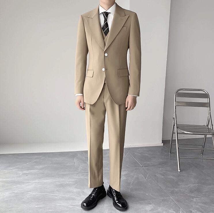 【送料無料】結婚式スーツ 紳士服 フォーマルスーツ ビジネススーツ ダブルスーツ セットアップ 3点セット ジャケット+ベスト+パンツ スリーピース スーツ メンズ 上下セット メンズスーツ 大きいサイズ 3XLまで 父の日 プレゼント 韓国風 パーティー 披露宴 卒業式 二次会