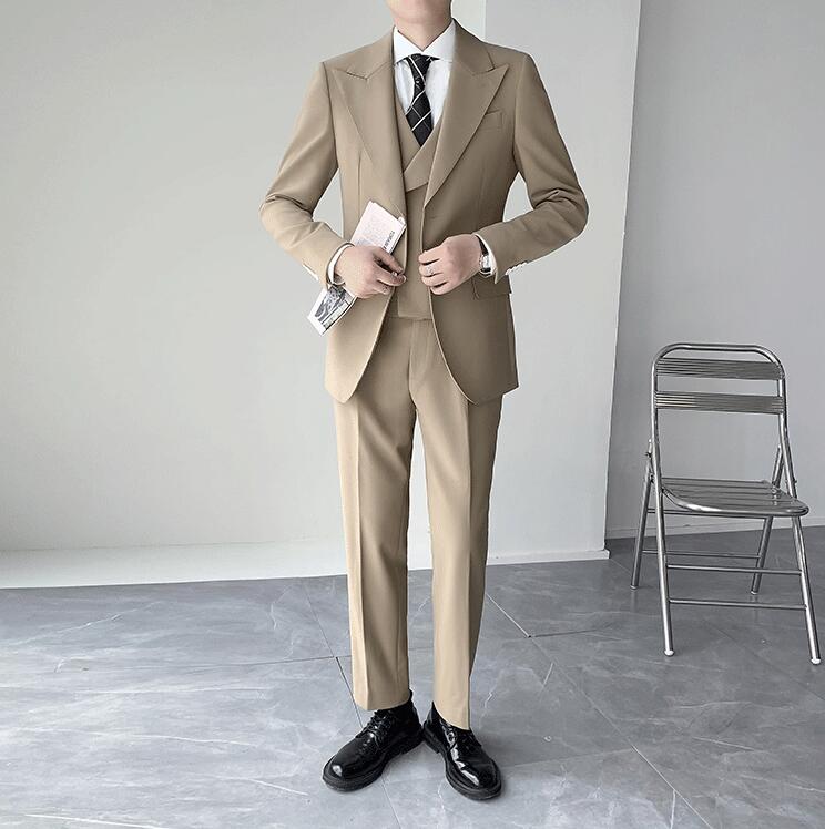 【送料無料】結婚式スーツ 紳士服 フォーマルスーツ ビジネススーツ ダブルスーツ セットアップ 3点セット ジャケット+ベスト+パンツ スリーピース スーツ メンズ 上下セット メンズスーツ 大きいサイズ 3XLまで 父の日 プレゼント 韓国風 パーティー 披露宴 卒業式 二次会