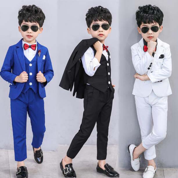 【送料無料】スーツ 子供スーツ キッズ 卒業式 スーツ フォーマルスーツ 子供服 男の子スーツ 入学式 入園スーツ こどもスーツ 男の子 4点セット ジャケット+パンツ+ベスト+シャツ ブレザー カジュアルスーツ 七五三 結婚式 発表会 パーティー ベビー服 上下セット