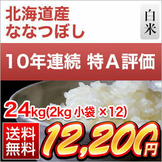 令和元年産(2019年) 北海道産 ななつぼし白米 ＜特A評価連続10回獲得＞24kg（2kg×12袋）【送料無料】