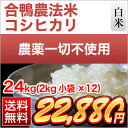 令和元年産(2019年) 合鴨農法米 コシヒカリ 24kg(2kg×12袋）【白米・玄米】【送料無料】農薬及び化学肥料は一切不使用