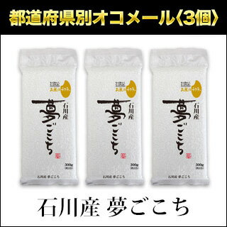 【新米】令和元年(2019年) 石川産 夢ごこち〈特別栽培〉　300g(2合) × 3パック 真空パック【白米・ゆうパケット便送料込】