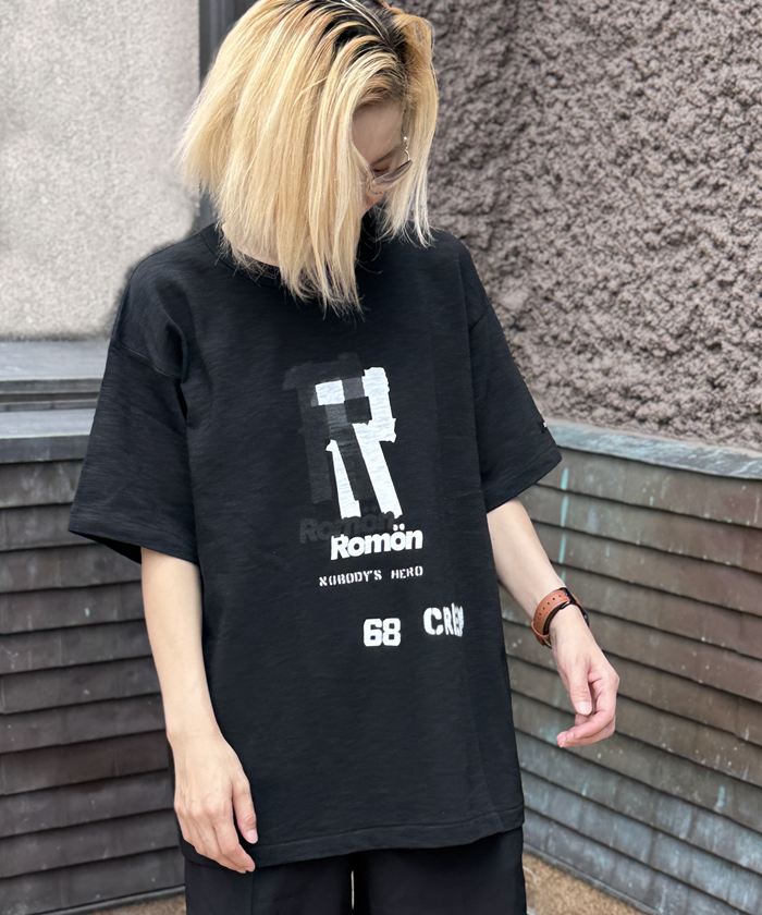 rv047(Rx 2) スラブ糸 スケ感 T-shirts ロゴ Tシャツ 半袖 Tシャツ ティーシャツ シンプル 大きい 大き..