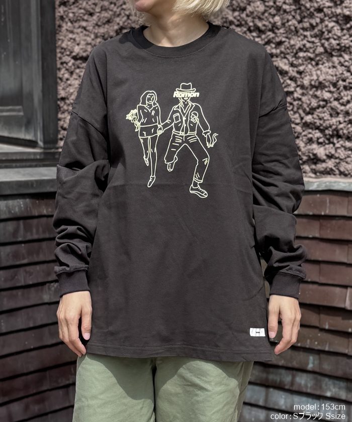 rv051a 2人柄 ビッグシルエット ロンT L/T ロゴ LOGO シンプル 大きい 大きめ おしゃれ かっこいい シンプル 人気 おすすめ メンズ レディース ゆったり しっかり コットン 綿 カジュアル