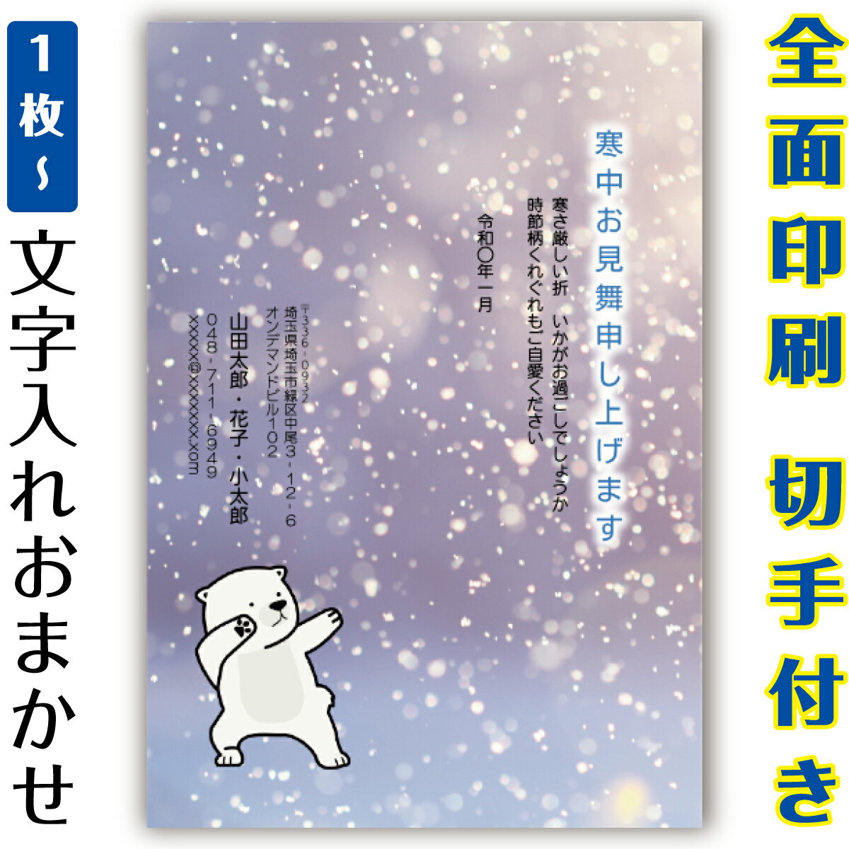 寒中はがき 寒中見舞い 印刷 イラスト 郵便はがき 官製はがき カラー まとめ買い はがきセット 10枚 5..
