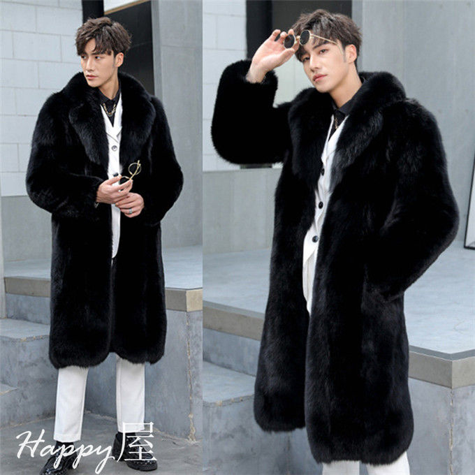 樂天商城 - ファーコート メンズ 毛皮コート フォクス毛皮 フェイクファー ロッグコート ボリュームファー　おしゃれ 上着 厚手 暖かい 秋冬 防寒　お洒落　高級素材 大きいサイズ メンズファッション 送料無料