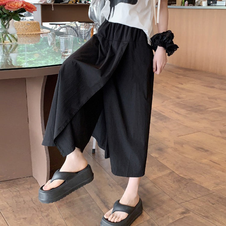 ワンプライスの接触冷感 ワイドパンツ レディース ラップパンツ パンツ ひんやり 吸汗速乾 軽くて涼しい ガウチョパンツ ボトムス カジュアル きれいめ フレアパンツ ラップスカート風 無地 スカーチョ 巻きスカート ウエストゴム 袴パンツ ゆったり 8分丈 ナチュラル 春 夏｜アングル2