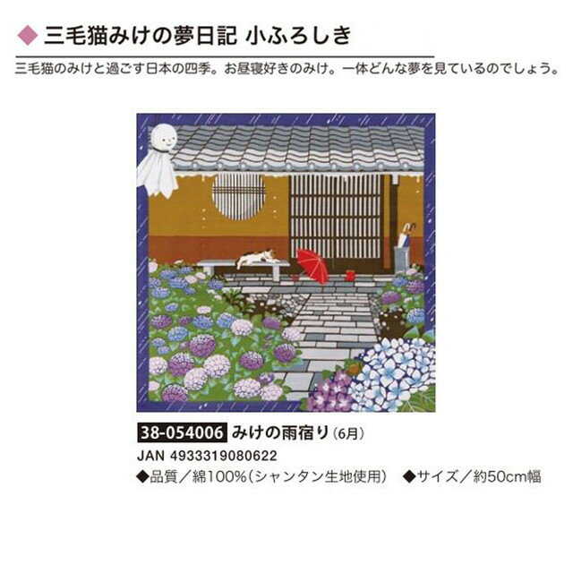 三毛猫みけの夢日記・小ふろしき・みけの雨宿り(6月)・No.054006