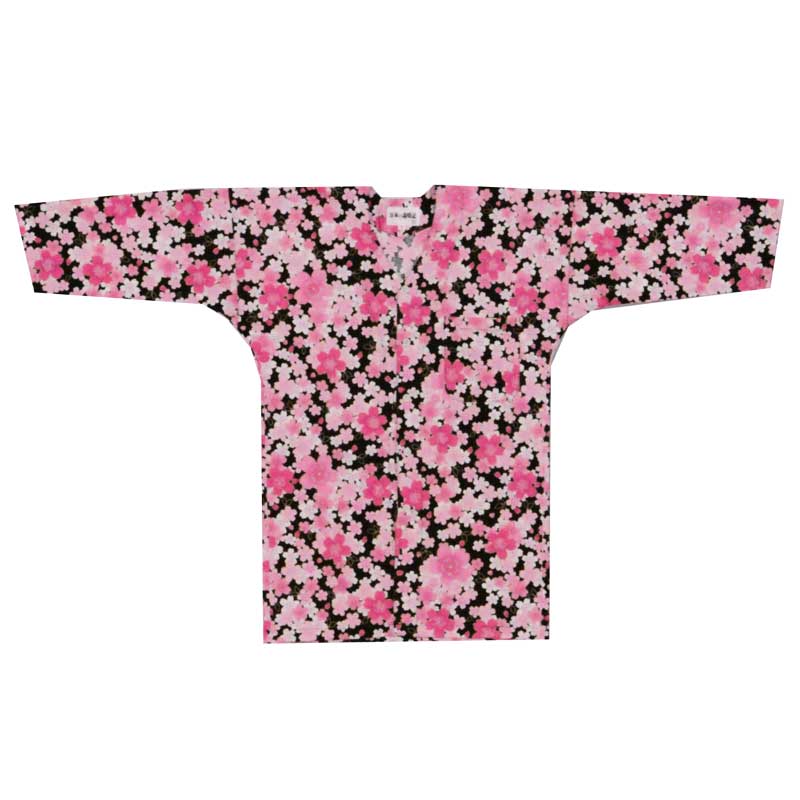 鯉口シャツ 黒地に桜 No.618