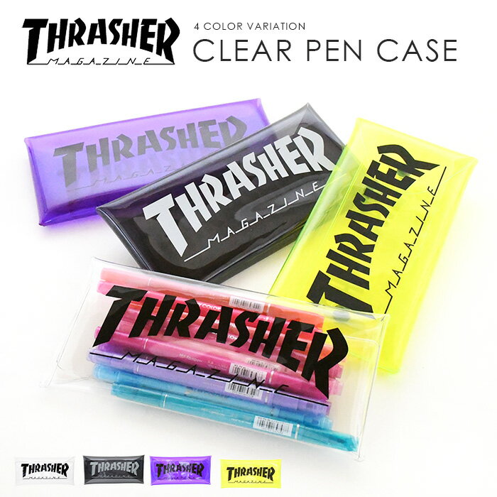 【SALEイベント開催中】撥水 クリアケース THRASHER スラッシャー クリア ケース クリアペンケース ペン 筆箱 マルチケース ケース 透明 CLEAR ポーチ 歯ブラシケース 男女兼用 ユニセックス ユニセックスデザイン おすすめ お洒落 シンプル スポーティー ロゴ