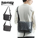 週末限定10%OFFクーポン配布 【メール便送料無料】THRASHER Messenger Bag スラッシャー メッセンジャー バッグ ショルダーバッグ メンズ レディース 斜め掛け ミニショルダー スケボー スケートボード スノボ ストリート ブラック ロゴ 男 男女兼用 おすすめ THR-122