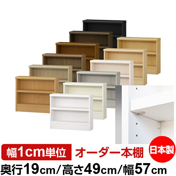 固定棚のない全棚板可動のフルオープン構造 本棚 CD，DVD，コミックの大量収納に最適　棚板は耐荷重性に優れたタフタイプ　当店独自の全棚板移動1.5cmピッチが選べます　低ホルムアルデヒド　F★★★★サイズ奥行19cm×高さ49cm×幅57cm側板（内寸）16.2cm側板（外寸）17.5cm有効内寸幅外寸幅−（マイナス）3.6cm材　質プリント紙化粧繊維板塗　装ウレタン樹脂塗装棚　板厚さ25mmイージーロック棚1枚棚　板耐荷重左の耐荷重基準値表を参照棚　板奥行15.8cm【イージーロックタイプ】奥行19cm×高さ49cm×幅57cm