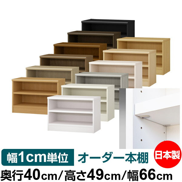 日本製 本棚 F★★★★ 低ホルムアルデヒド【イージーロック棚受タイプ】オーダー 本棚 収納 棚 書棚 ラック サイズオーダー 大容量【送料無料】オーダーマルチラック 奥行40cm 高さ49cm 幅66cm【耐荷重 タフタイプ】