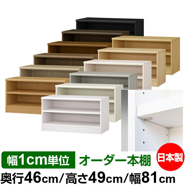 日本製 本棚 F★★★★ 低ホルムアルデヒド【イージーロック棚受タイプ】オーダー 本棚 収納 棚 書棚 ラック サイズオーダー 奥深 大容量【送料無料】オーダーマルチラック 奥行46cm 高さ49cm 幅81cm【耐荷重 タフタイプ】