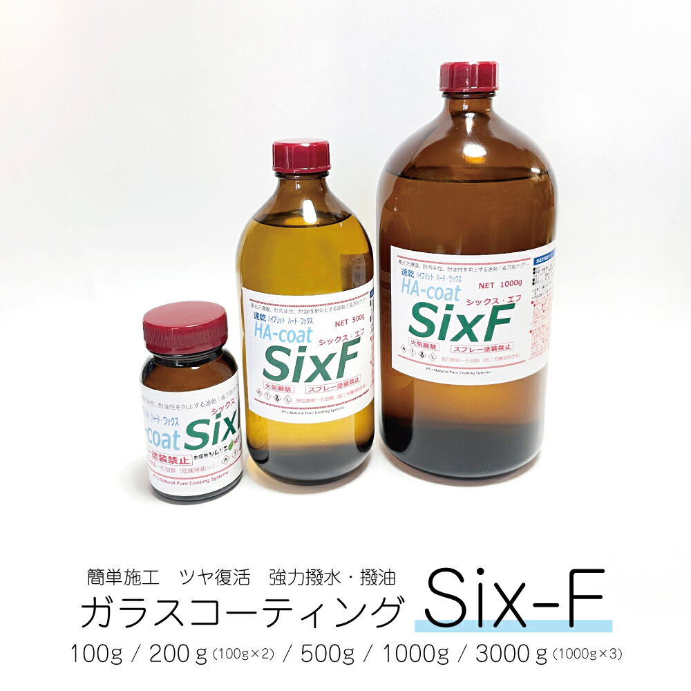 Six-f （100g / 200g / 500g / 1000g / 3000g） 多用途1液ガラス系コーティング剤 シックス・エフ 高光沢・耐久性3年…