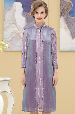 フォーマルドレス 50代 結婚式 ワンピース 袖あり 親族 ミセス フォーマルワンピース 60代 40代 30代 70代 シニア パーティードレス ロング 大きいサイズ パープル 夏 顔合わせ 母親 ワンピース ドレス ロングドレス 祖母 叔母 夏 夏秋 春 ミモレ丈 お呼ばれ 結納 5l