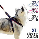 XLサイズペット用品犬首輪ハーネスリードナイロンハーネスと首輪、リードの3点セットデニム製お散歩用中型犬3点セット
