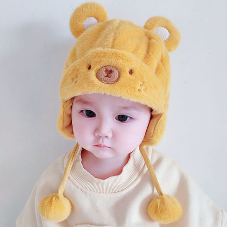 肌に優しい もこもこ 厚手 お散歩 アウトドア お出かけ 新生児 ベビー 帽子 秋冬 男の子 女の子 かわいい ふわふわ 赤ちゃん 暖かい 耳当て スノー 雪遊び 気質アップ 送料無料 ボンボン付き クマ 雪 おしゃれ 熊 くま スキー出産祝い 子供 キャップ プレゼント 耳