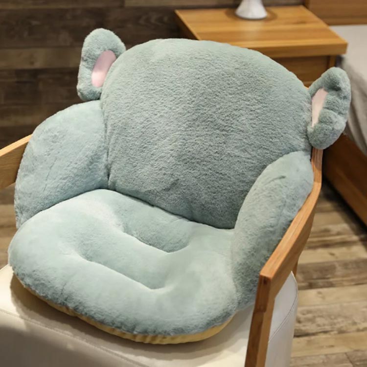 チェアクッション 背もたれ付き イスクッション 椅子クッション 椅子用 シートクッション もこもこ ふわふわ 暖かい ソファー 厚手 腰当て オフィス デスクワーク 車内 背もたれクッション 座布団 [3]