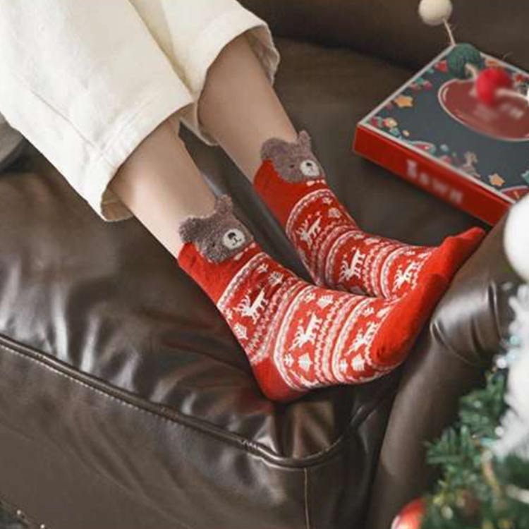 4足セット 靴下 レディース クリスマス ソックス 綿 4足混色 コットン かわいい ショート丈 暖かい おしゃれ 防寒 保温 冬 プレゼント ギフト 女性 くつ下 アンクル丈 送料無料