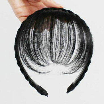 三つ編み カチューシャ 前髪ウィッグ付き 空気感 エアリーバング ヘアアクセサリー 髪留め レディース ヘアアレンジ ヘアバンド ぱっつん 部分ウィッグ エクステ かわいい ナチュラル 自然 結婚式 送料無料