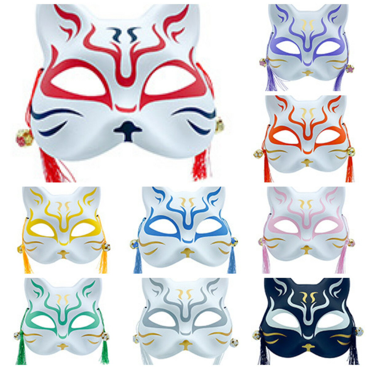 【全8色以上】あす楽12時！ お面推祭　猫面 ねこ　【3枚入り】【大】　インバウンドお土産に人気